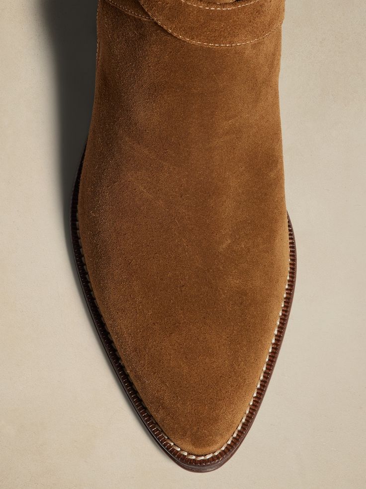 Stella Suede Boot | Banana Republic Suede Ankle Booties With Leather Sole, Suede Chelsea Boots With Almond Toe And Leather Lining, Suede Boots With Leather Lining And Almond Toe, Suede Chelsea Boots With Almond Toe, Suede Boots With Textured Sole And Almond Toe, Suede Chelsea Boots With Leather Lining, Suede Almond Toe Boots With Textured Sole, Suede Ankle-high Heeled Boots With Leather Sole, Suede Booties With Pointed Toe And Suede Lining