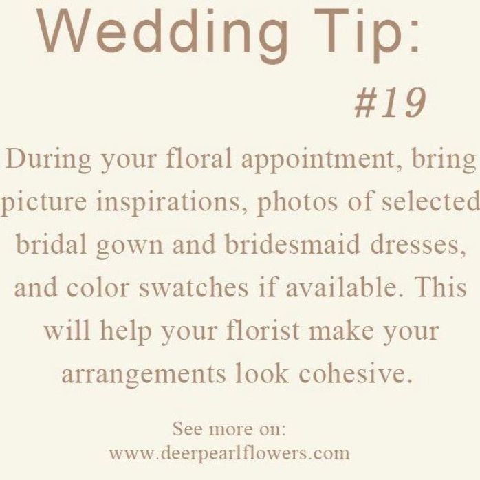 the wedding tip is written in brown and white