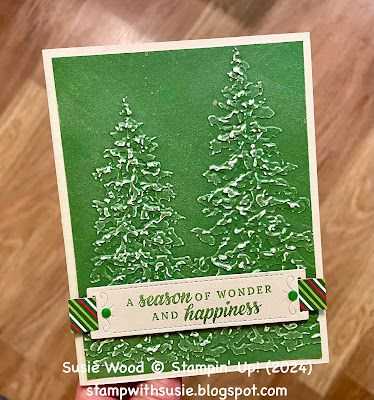 Evergreen Embossing Folder Cards, Tree Embossing Folder Cards, Painted Trees Stampin Up Cards, Su Painted Trees Embossing Folder, Stampin Up Painted Trees Embossing Folder, Cards With Christmas Trees, Stamp In Up Christmas Cards, Painted Trees 3d Embossing Folder, Stampin Up Painted Trees