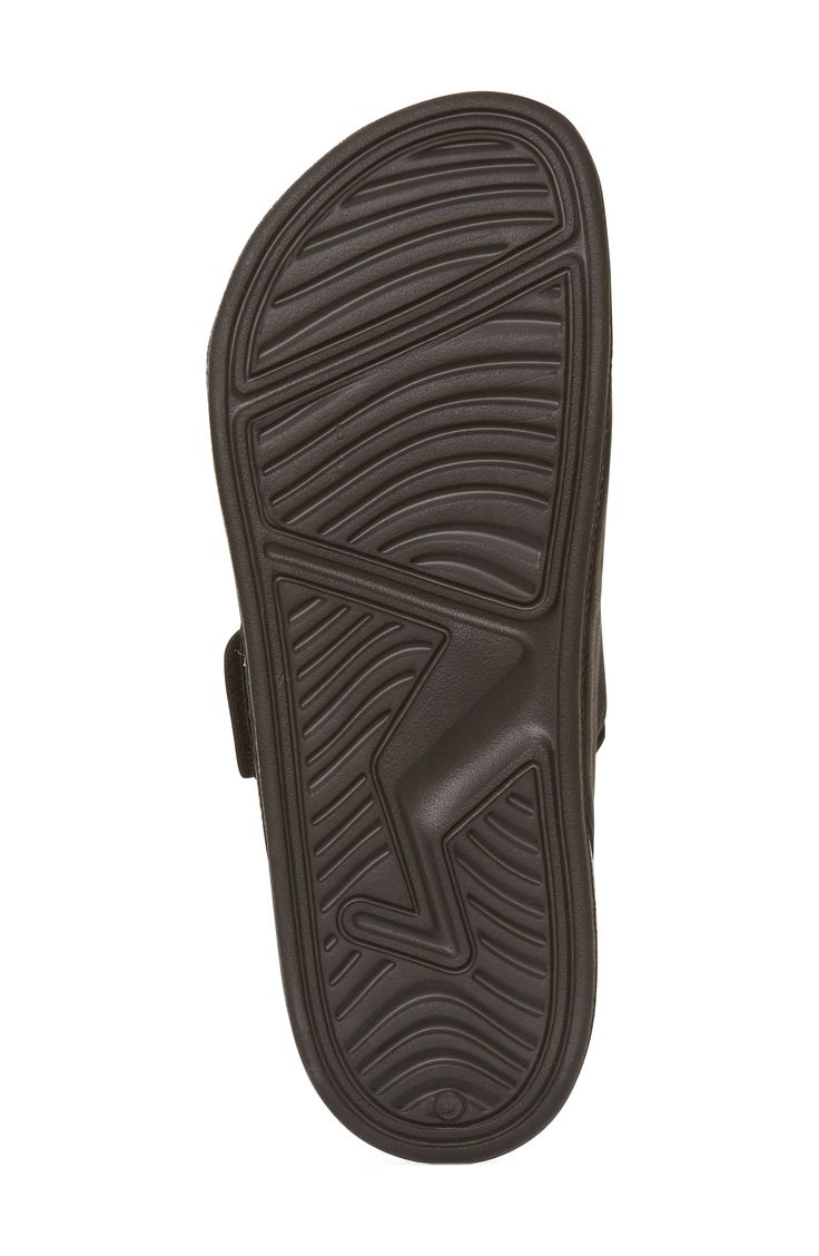 Adjustable straps mean a custom fit in a laid-back sandal with smart arch support. Synthetic upper/textile lining/rubber sole Imported Brown Synthetic Slippers With Arch Support, Brown Slide Flip Flops With Cushioned Footbed, Brown Synthetic Sandals For Sports, Black Slides With Textured Footbed For Outdoor, Sports Sandals In Brown Synthetic Material, Sporty Brown Slides With Cushioned Footbed, Brown Synthetic Slides With Cushioned Footbed, Brown Sporty Slides With Cushioned Footbed, Black Outdoor Sandals With Ortholite Insole