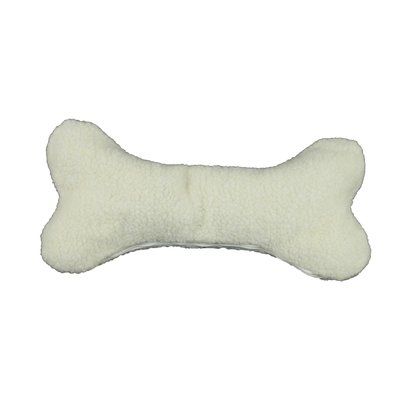 a white dog bone pillow on a white background