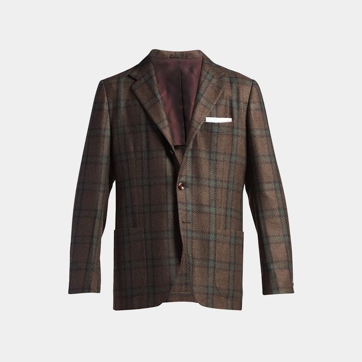 Kiton houndstooth sport coat Notched lapels; three-button front Chest welt pocket Side patch pockets Four-button sleeve finish Double-vented back Cashmere/wool Made in Italy Cashmere Wool, Bergdorf Goodman, Sport Coat, Welt Pocket, Tops Designs, Cashmere, In Italy, Blazer, Italy