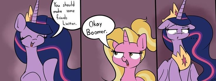 the comic strip shows two pinkie ponies talking to each other and one is saying,