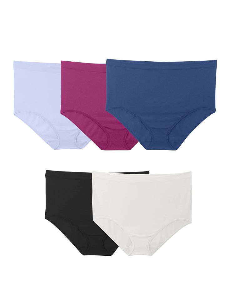 PRICES MAY VARY. 5 Pack Women's Plus Size Seamless Briefs Smooth Under Clothes with No Panty Lines No Binding & No Irritating Side Seams Smooth, Supportive Waistband This is an Assorted Color Pack. This Pack May Contain All Solids, All Prints or a Combination. Seamless Loungewear Bottoms, Comfort Stretch Solid Color Briefs, Cheap Fitted Anti-odor Boxer Briefs, Plus Size Leakproof High Waist Panties, Soft Solid Color Intimate Briefs, Cheap Solid Color Micro-elastic Boxer Briefs, Cheeky Bikinis, Fruit Of The Loom, The Loom