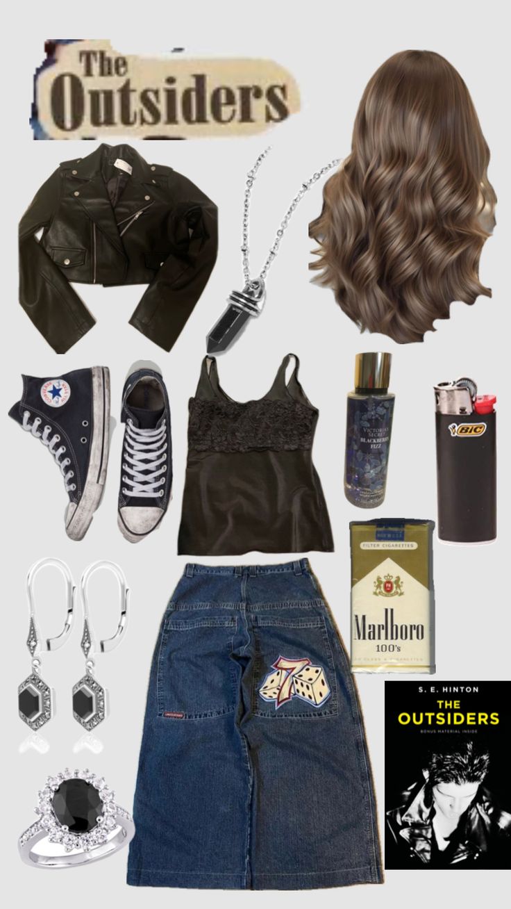 (Girl) greaser / the outsiders <3 Greaser Outfit Girl, Outsiders Aesthetic Outfit, Greaser Girl Aesthetic, Greaser Aesthetic Outfit, The Outsiders Aesthetic Outfits, Greasers Outfit Girl, The Outsiders Outfits, Greaser Girl Outfit, Outsiders Outfits