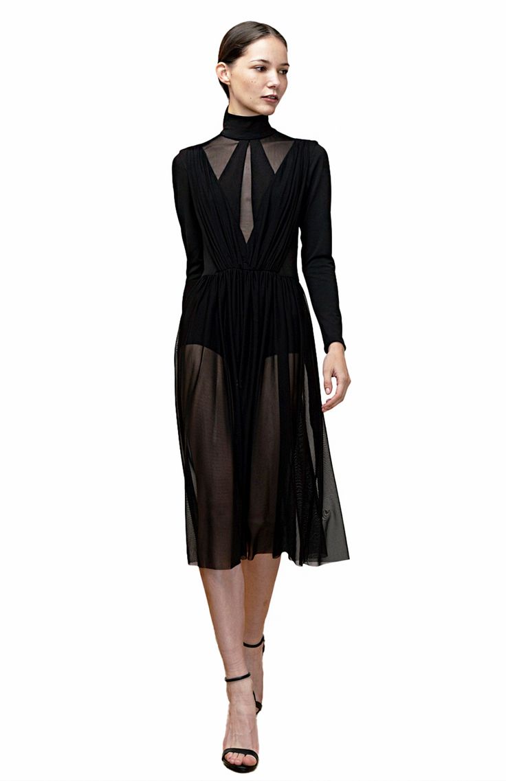 Discover Nymphe, our ultra-chic, black designer bodysuit dress. Steal the show every time in this timeless and edgy style. Limited Edition and Handmade at our Los Angeles atelier. Elegant Stretch Mesh Dress For Club, Chic Mesh Dress With Sheer Bodice For Date Night, Elegant Long Sleeve Sheer Mesh Dress, Chic Midi Dress With Sheer Bodice For Night Out, Stretch Mesh Long Sleeve Cocktail Dress, Stretch Long Sleeve Mesh Dress For Cocktail, Stretch Mesh Dress With Long Sleeves For Cocktail, Stretch Mesh Long Sleeve Dress For Cocktail, Elegant Club Mesh Dress With Sheer Back