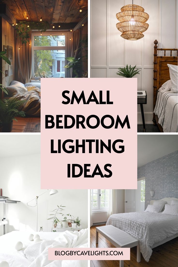 small bedroom lighting ideas with text overlay