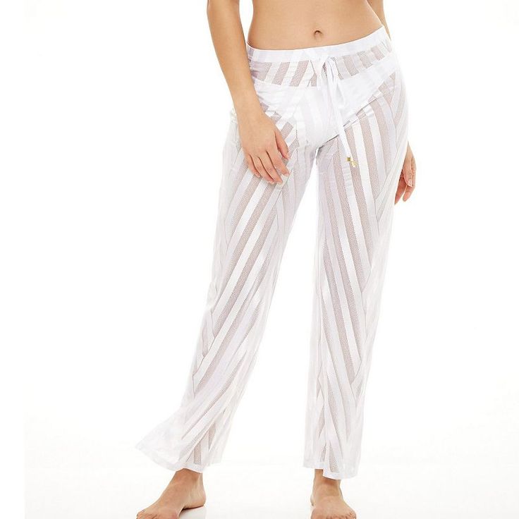 Whether you're poolside or at the beach, you'll love the way you look in these women's sheer swim cover-up pants by Jordan Taylor.Finding the perfect fit and size for women's clothing requires basic measurements of your chest, waist, hips and inseam. Use this guide to learn more about sizing and everything Kohl's has to offer in women's fashion.  Sheer power mesh fabric construction Tonal striped patternFIT & SIZING Drawsting elastic waistbandFABRIC & CARE Polyester Hand wash Imported Size: Larg Beachwear Tie-side Bottoms For Beach Party, Beachwear Tie-side Bottom For Beach Party, Tie-side Bottoms For Beach Party, Beach Season Tie-side Bottoms For Beach Party, Beachy Tie-side Bottoms For Poolside, Beach Party Tie-side Bottoms, Tie-side Bottoms For Beach Season, Tie-side Bottom For Beach Season, Stretch Bottoms For Beach Cover-up