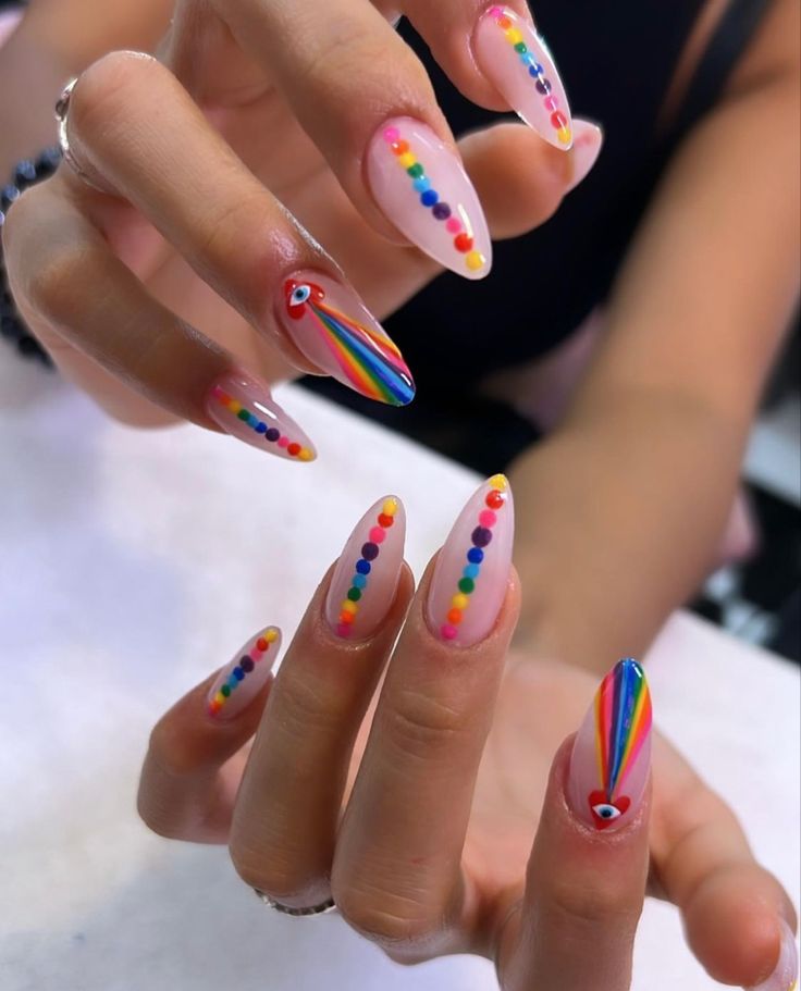 Pride Nail Ideas, Pride Nails Designs, Dotty Nails, Pride Nail, Nails Rainbow, Pride Nails, Rainbow Nails Design, 2024 Nails, Amazing Nails