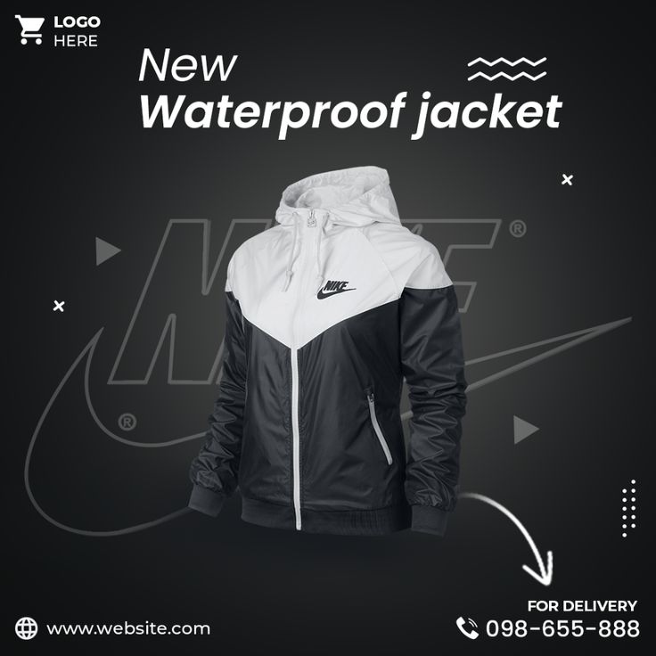 the new waterproof jacket is available in black, white and grey