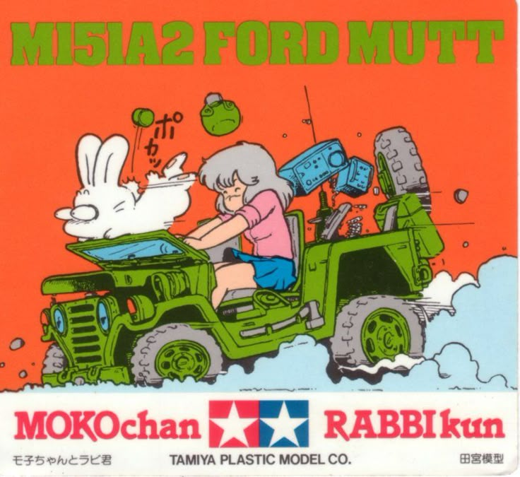 an image of a woman driving a jeep with rabbits on the hood and in the back