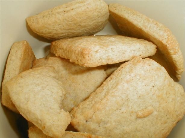 some kind of cracker in a white bowl