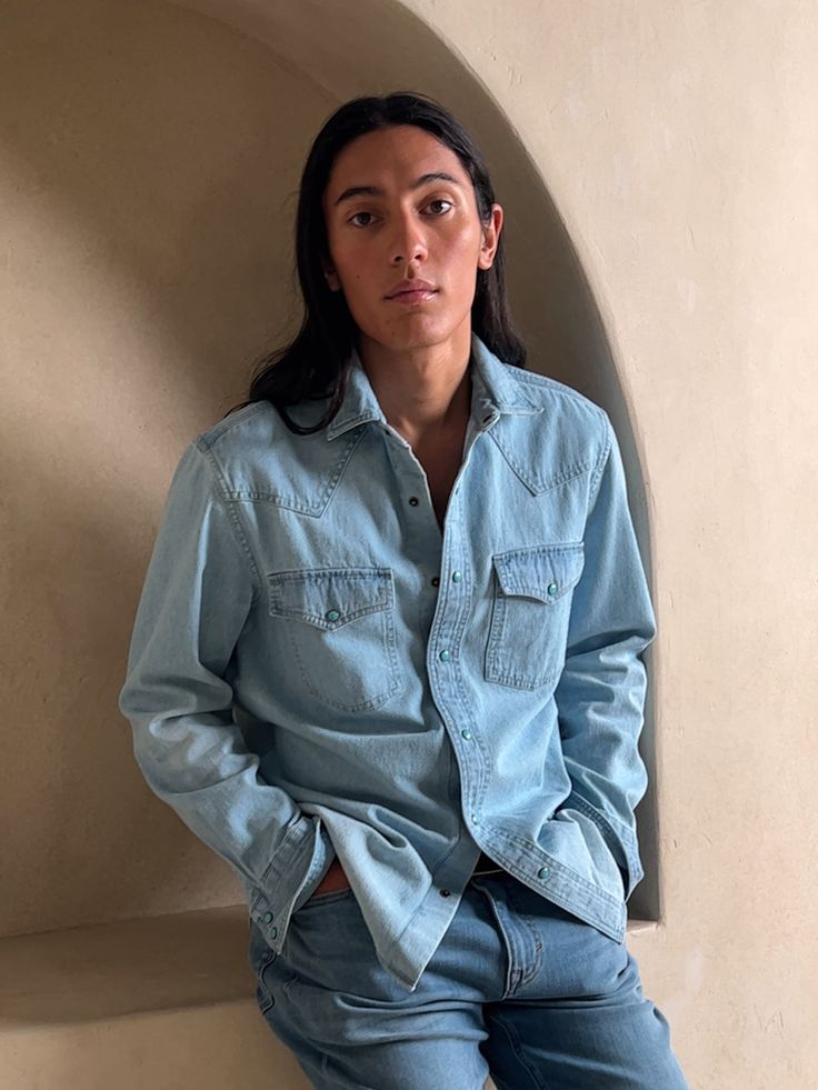 Set off for adventures remote or routine with enviable ease in this timeless Western shirt, made from incredibly soft, washed denim for rugged comfort.  Spread collar with snap-front closure.  Front pockets.  Western shoulders and back yoke.  Shirtta Washed Blue Relaxed Fit Button-up Denim Top, Relaxed Fit Washed Blue Button-up Denim Top, Relaxed Fit Washed Blue Denim Button-up Top, Relaxed Fit Washed Blue Chambray Denim Top, Relaxed Fit Medium Wash Denim Top, Relaxed Fit Light Wash Chambray Denim Top, Relaxed Fit Medium Wash Chambray Denim Top, Light Indigo Washed Chambray Denim Top, Light Indigo Relaxed Fit Chambray Denim Top