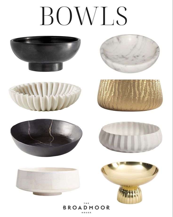 some bowls are sitting on top of each other in different sizes and colors, with the title above them