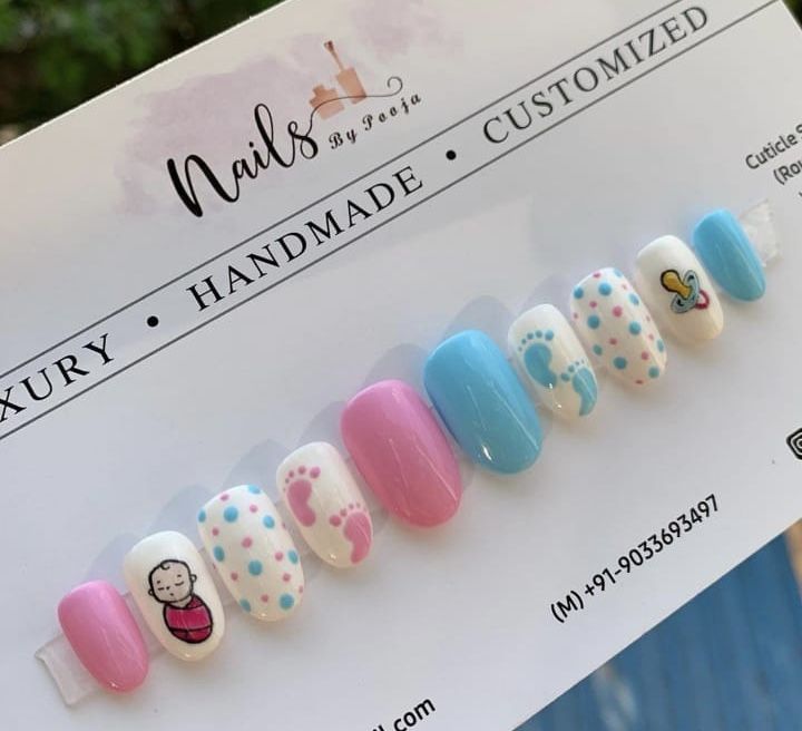 Mom To Be Nail Art, Nail Art Baby Shower Ideas, Maternity Nails Designs, Pregnancy Nail Ideas, Baby Shower Nail Art Designs, Birth Nails Mom, Pregnancy Nails Designs, Maternity Nail Ideas, Baby Shower Nails Ideas