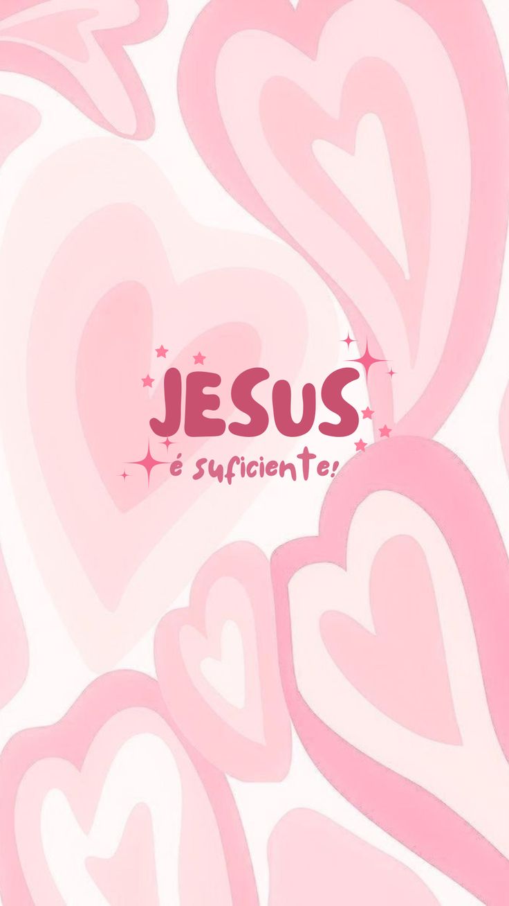 the words jesus is sufficenter written in pink hearts on a white background