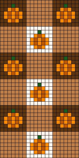 a cross stitch pattern with pumpkins on the front and back, as well as green dots