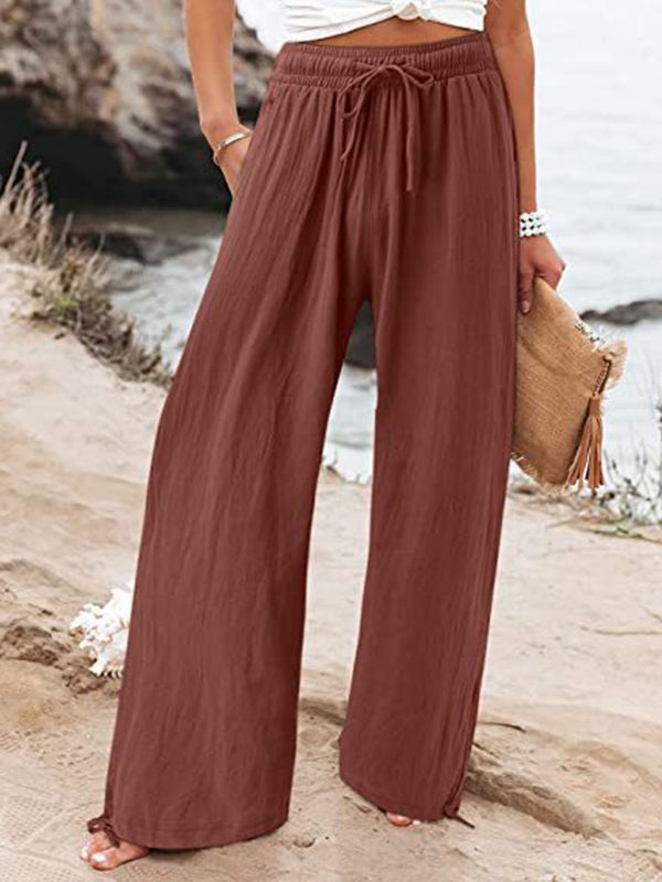 SkuCY-!125192StyleLoose , Wide Leg FeatureDrawstring , Elasticity , Solid Color OccasionCasual , Original Creation , Leisure Fashion SeasonsSpring , Summer , Autumn TypePants , Trousers ColorPINK,GRAY,WHITE,GREEN,BROWN,BLACK,PURPLE,COFFEE,APRICOT,NAVY BLUE,DEEP BROWN,ORANGE RED,LIGHT GREEN,PEACOCK BLUESizeS,M,L,XL,2XL Please consult the size chart we provide for this item's measurements to help you decide which size to buy.Please note: There may be 1-3cm differ due to manual measurement.CMINCHWa Split Sweater, Beach Blouse, Green Peacock, Purple Coffee, Drape Maxi Dress, Sunday Dress, Color Pants, Solid Color Pants, Cashmere Sweater Women