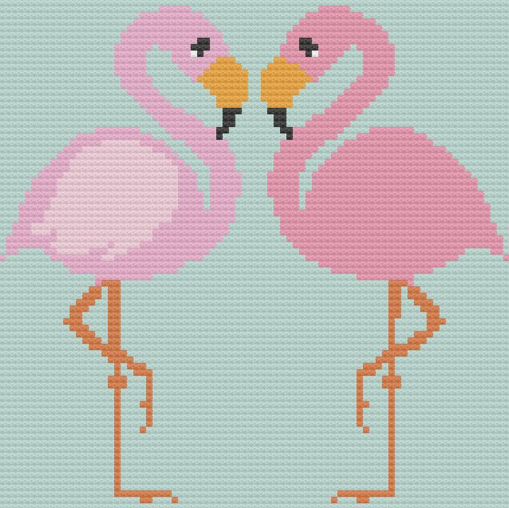 two pink flamingos standing next to each other with their heads touching beaks together