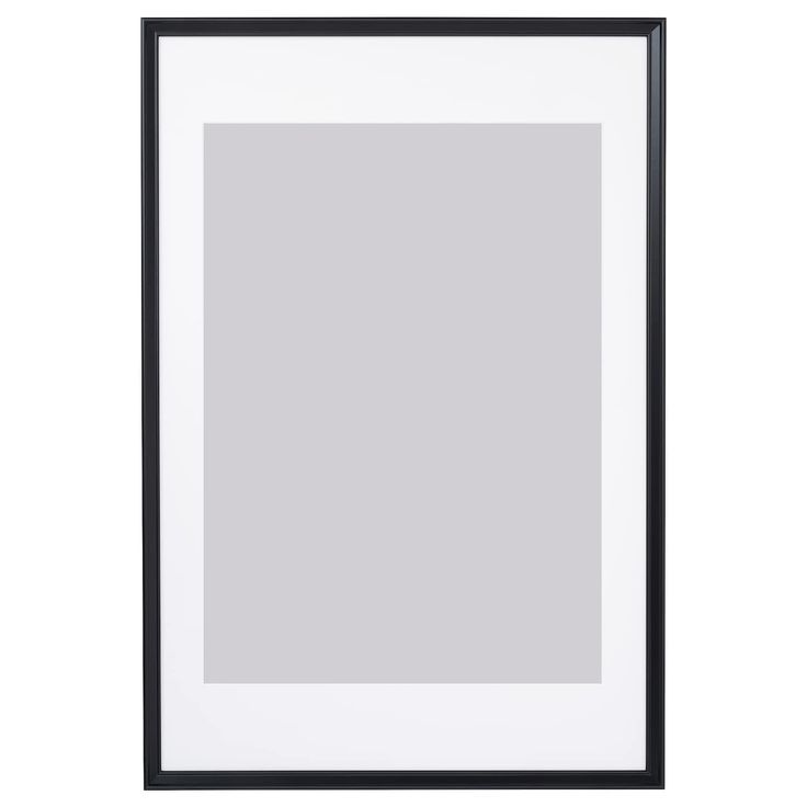 a black and white frame with a light gray background in the middle, hanging on a wall