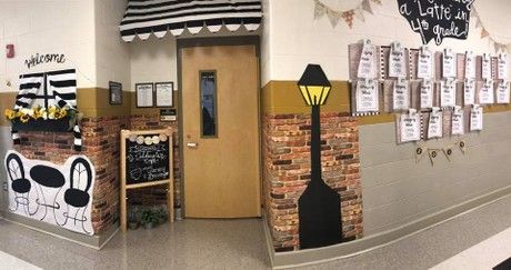 this is an image of a school hallway decorated for halloween