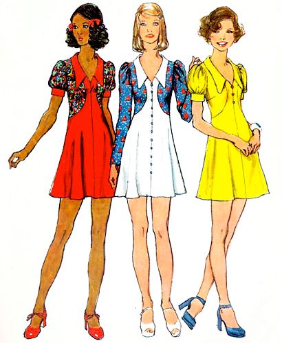 cos pointues Fashion Library, Flare Dress Pattern, Short Dress Patterns, Patron Vintage, Mod Mini Dress, Couture Vintage, 1970s Fashion, Simplicity Sewing Patterns, Sewing Pattern Sizes