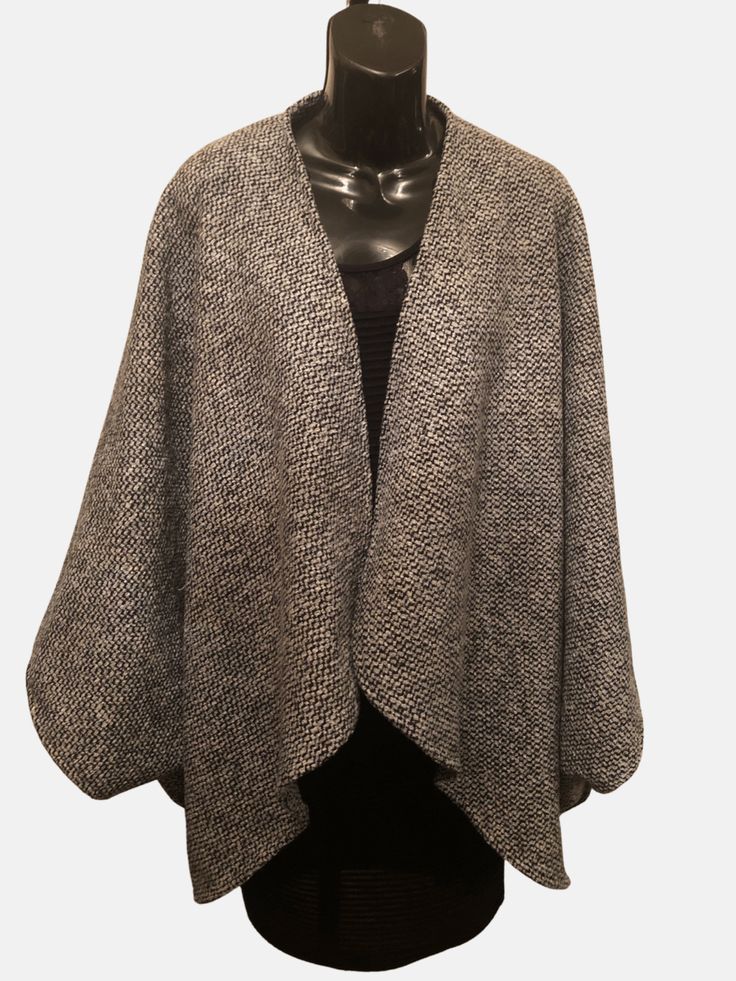 Wool and polyester blend Boucle Crop length Classic wrap with signature matching scarf. Handcrafted, Dry clean Elegant One-size Poncho For Layering, Elegant One Size Poncho For Layering, Elegant One-size Wraps For Fall, Elegant Fall Wraps, Classic Shawl Scarf For Fall, Classic Fall Shawl Scarves, Classic Fall Shawl Scarf, Shawl For Layering, Oversized Chic Shawl