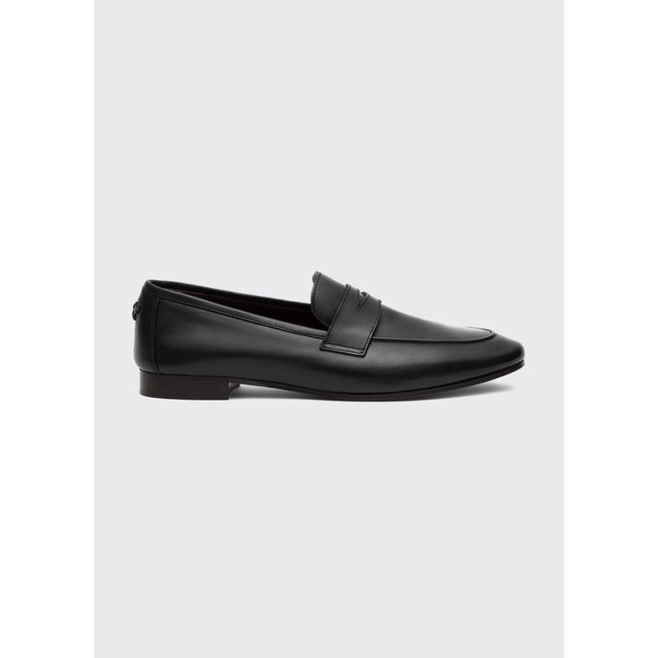 Bougeotte calf leather loafers. 0.5" flat stacked heel. Round toe. Keeper strap at notched vamp. Slip-on style. Leather lining. Made in Italy. Formal Loafers With Leather Sole And Flat Heel, Classic Flats With Leather Sole For Galas, Business Loafers With Brogue Detailing And Flat Heel, Modern Formal Flats With Plain Toe, Classic Flat Dress Shoes For Galas, Classic Calf Leather Loafers With Low Heel, Luxury Loafers With Leather Sole And Low Heel, Classic Flat Heel Loafers For Galas, Classic Flat Moccasins For Galas