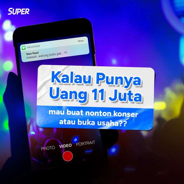 a person holding up a cell phone with the text kalau punya uang 11 juta on it