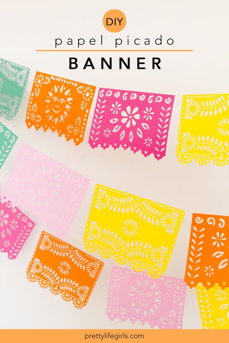 colorful paper place cards with the text diy papel picado banner