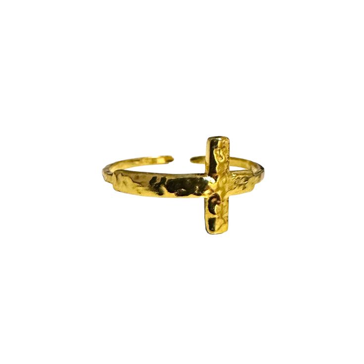 Beautiful Dainty Hammered 14k Gold Plated Cross Ring Size: Open Cuff/Adjustable About 9.8mm wide/ 17.1mm inner Metal: Surgical Stainless Steel over 14k Gold Plating Adjustable Tarnish Resistant Open Band Jewelry, Adjustable Gold Open Band Jewelry, Adjustable 14k Gold Cross Jewelry, Minimalist Jewelry With Adjustable Band For Gift, Minimalist Jewelry With Adjustable Band As Gift, Adjustable Tarnish-resistant Open Band Jewelry, Adjustable Yellow Gold Cross Jewelry, Adjustable Hammered Gold Ring, Adjustable Gold Hammered Ring