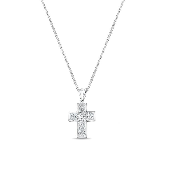 Chunky Diamond Cross Pendant .50cttw 14k White Gold Diamond Cross Necklace, Diamond Cross Necklaces, Vs2 Diamond, Diamond Cross Pendants, Diamond Cross, Gold Gift, Diamond Carat, Diamond Clarity, Chain Pendants