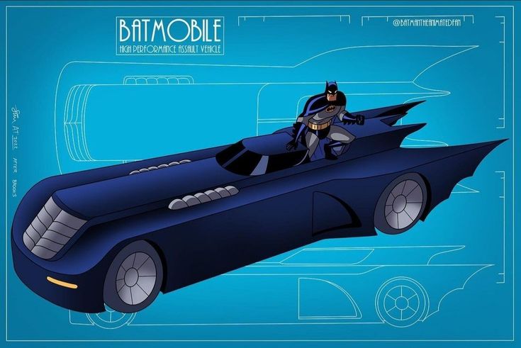 the batmobile from batman's animated movie