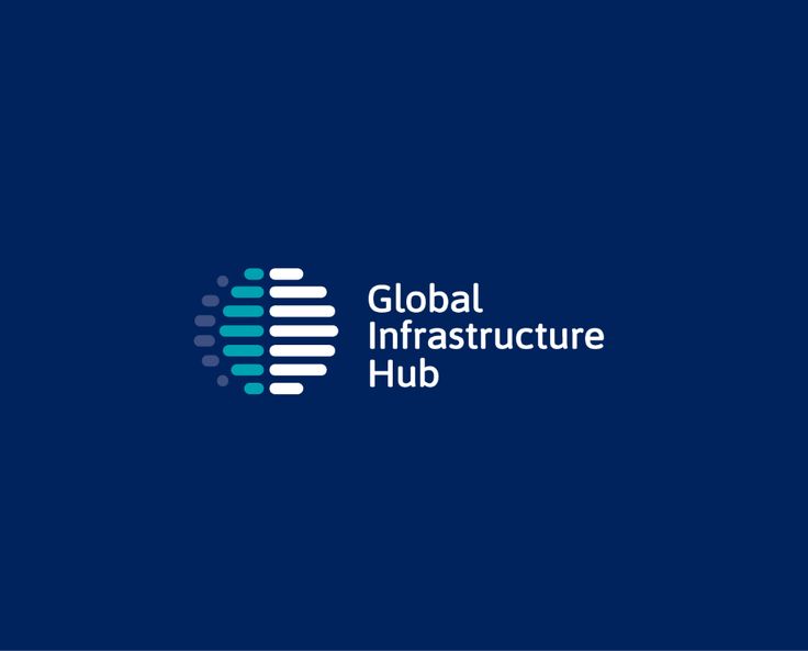 the global infrastructure hub logo is shown on a dark blue background with white and green dots