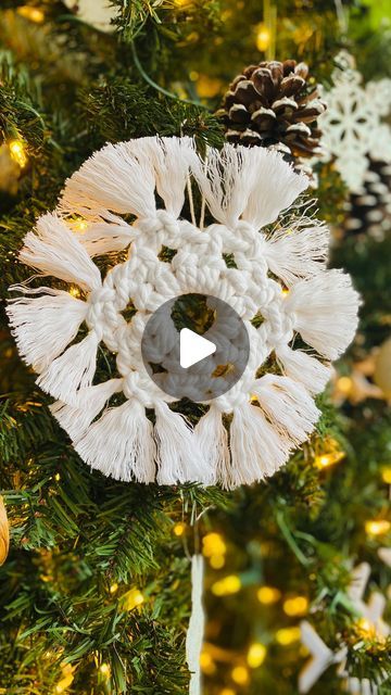 an ornament hanging from a christmas tree