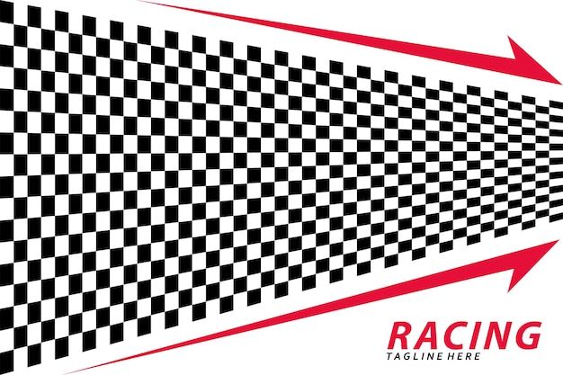 a black and white checkered background with red arrows