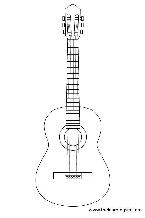 an acoustic guitar is shown in black and white