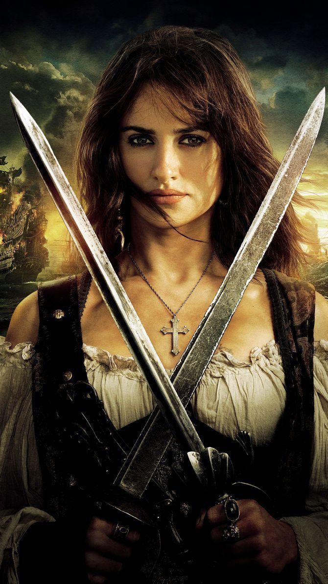 the pirates of the black pearl movie poster with an image of a woman holding two swords