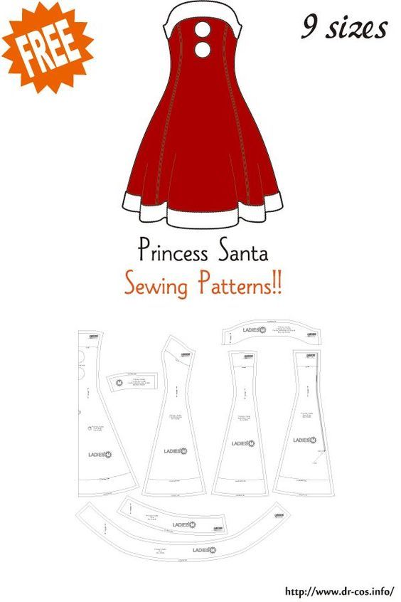 the princess santa sewing pattern is shown with instructions to sew it and how to use it