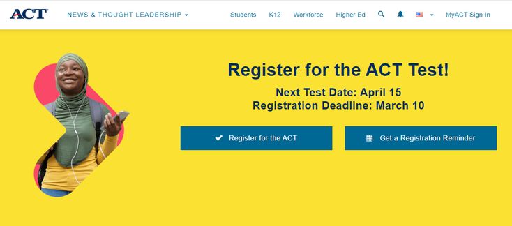 the act website is shown with an image of a woman in yellow and black clothing