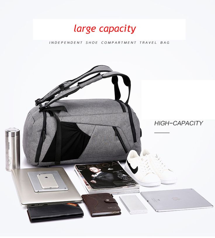 Multifunctional Portable Travel Bag, Anti-theft Rectangular Bag For Trips, Multifunctional Anti-theft Travel Bags, Gray Travel Bag With Anti-theft Pocket, Multifunctional Gray Anti-theft Bag, Gray Multifunctional Anti-theft Bag, Gray Anti-theft Travel Bag, Functional Anti-theft Travel Bags, Multifunctional Large Capacity Travel Bag