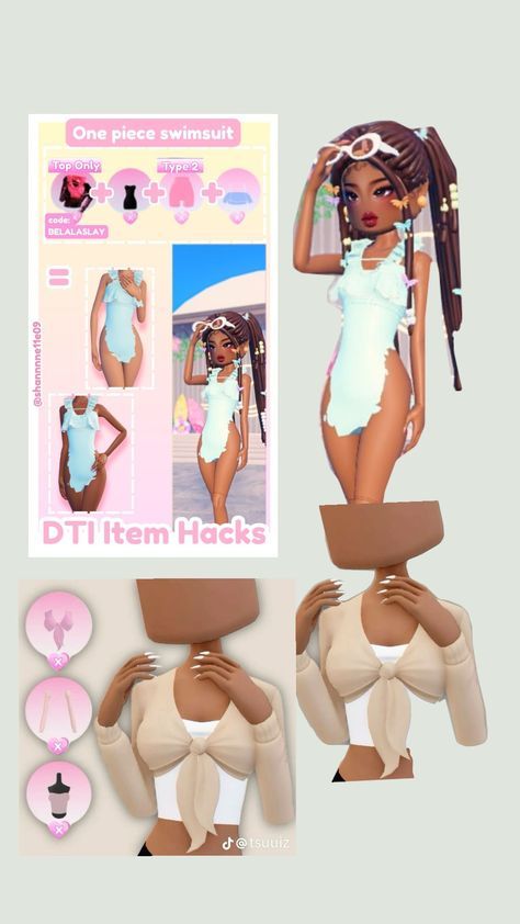 #fashion, #style, #outfitinspiration, #beauty Swimsuit Hack In Dti, Mask Dti Hack, Dti Cute Fit Hacks, Cute Dti Hacks, Layering Hacks Dti, Free Dti Outfit Hacks, Dti Hacks Clothes, Cute Dti Outfits, Dress To Impress Outfits Hacks