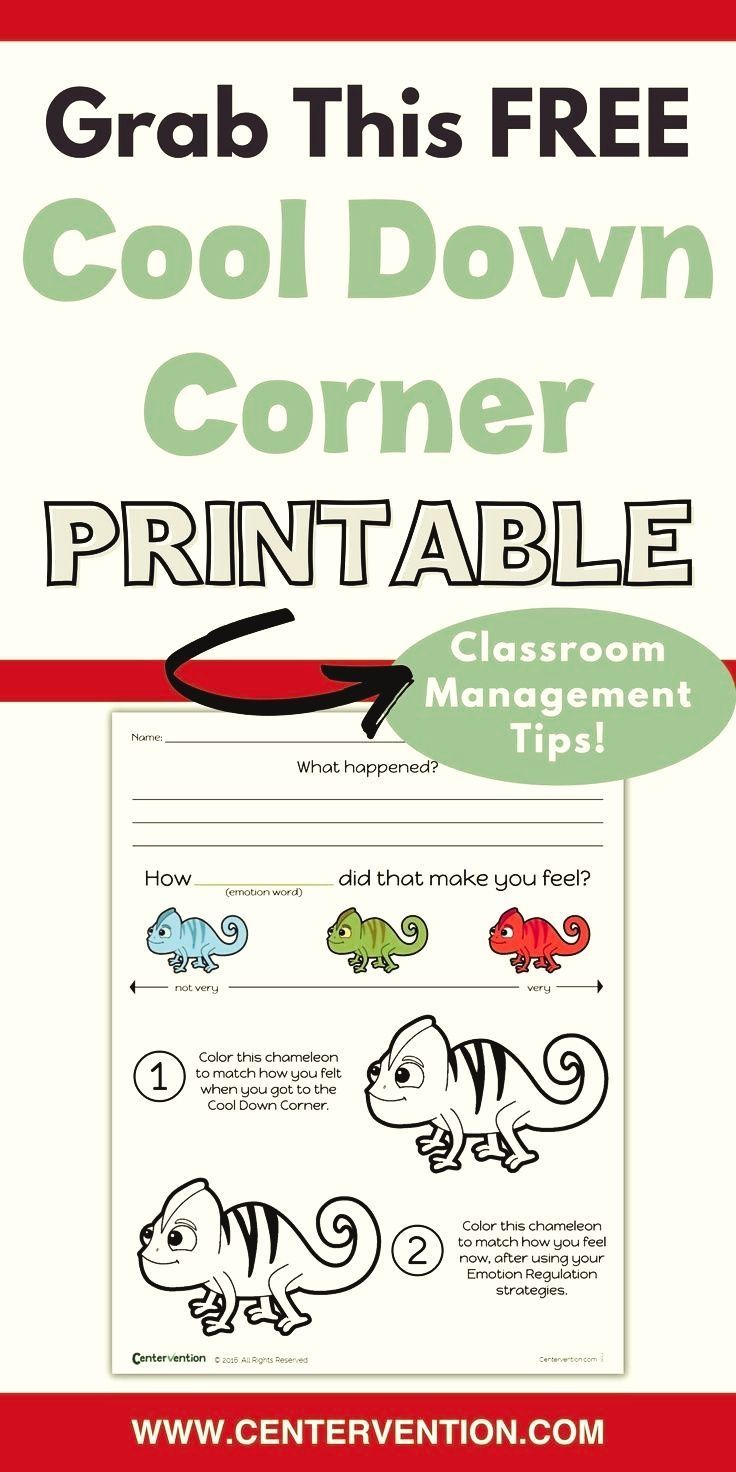 a printable worksheet with the words grab this free cool down corner