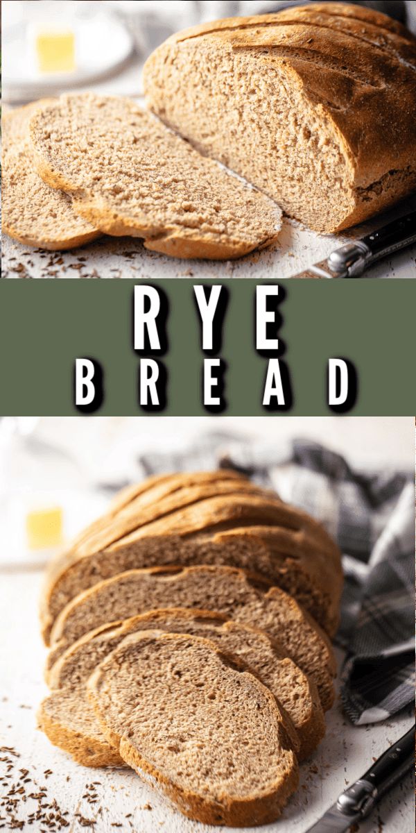 rye bread is sliced and ready to be eaten with the words rye bread on it