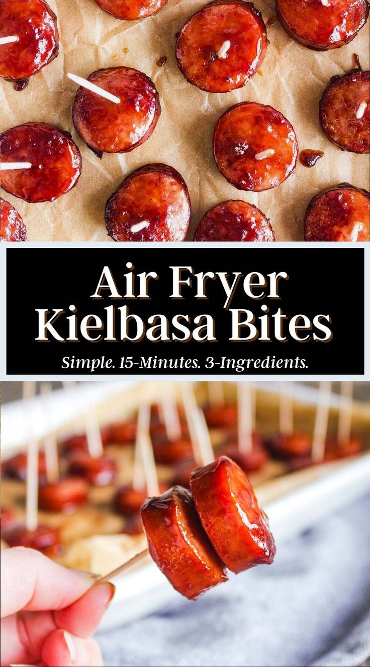 an air fryer kielbasa bites recipe on a stick