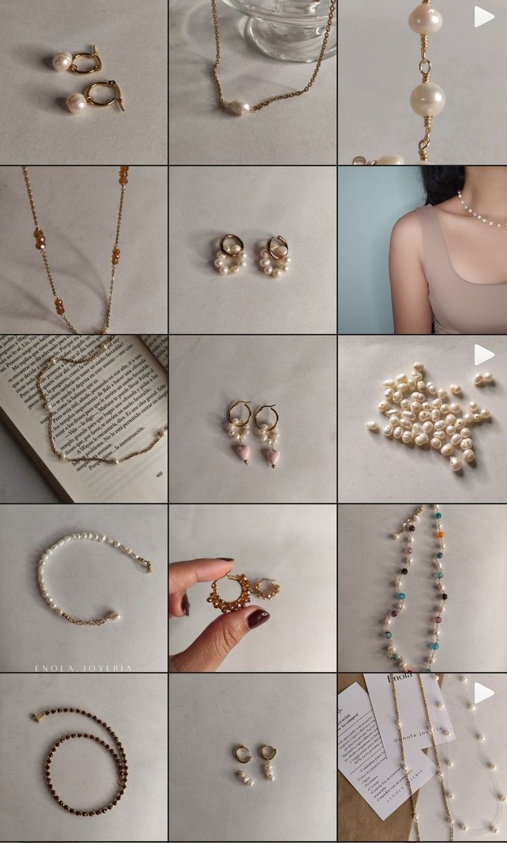 Handmade Jewelry Instagram Feed Ideas, Accessories Instagram Feed, Jewellery Instagram Grid, Jewelry Instagram Feed Ideas, Jewelry Banner, Business Instagram Ideas, Jewelry Mood Board, Diy Pearl Necklace, Jewellery Advertising