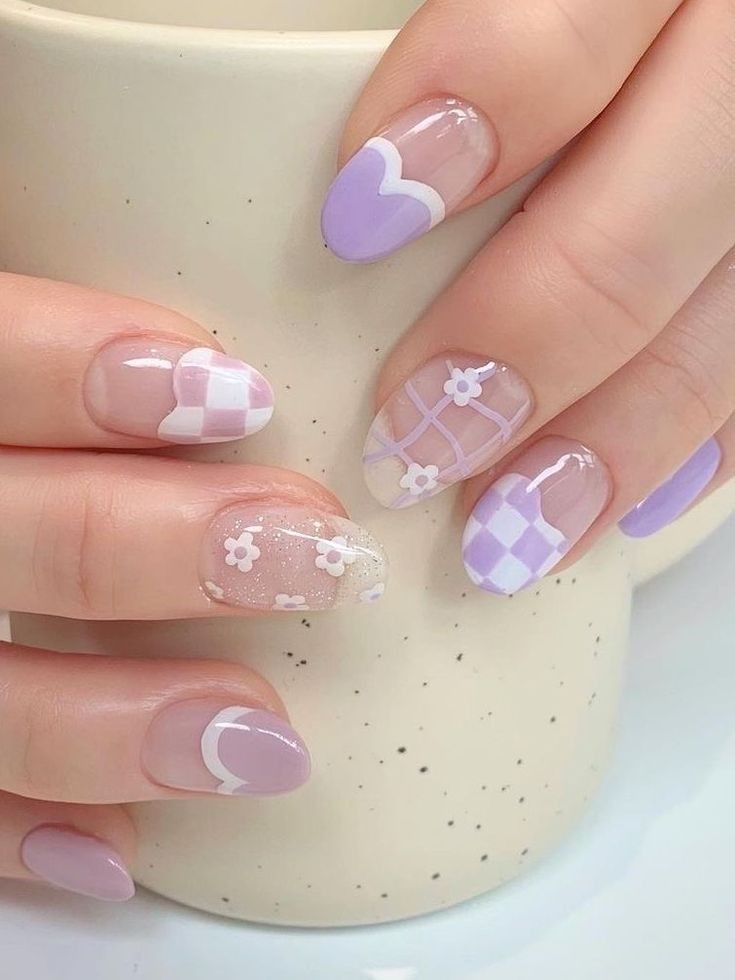 Light Purple Nails, Nails Kids, Fake Nails Designs, Korean Nail Art, Nails Gold, Cute Simple Nails, Purple Nail Designs, Lavender Nails, Pretty Gel Nails