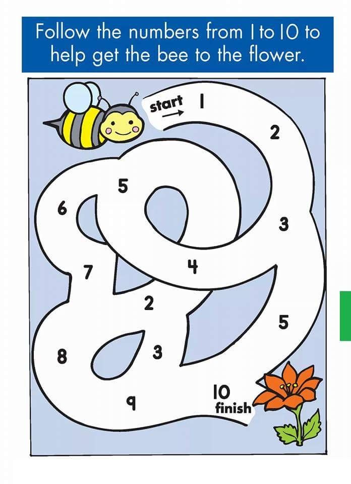 a coloring book with numbers to 10 and an image of a bee on the page