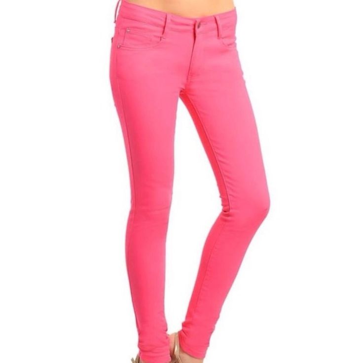 Fuchsia Jeans. 96% Cotton 4% Spandex. Available In Size 1-5-7 S2a1b1c Nl240307 Vibrant Fitted Pink Bottoms, Colorful Jeans, Mom Jeans Ripped, Flannel Lined Jeans, American Eagle Mom Jeans, Ripped Boyfriend Jeans, Calvin Klein Jeans Women, Lined Jeans, Juniors Jeans