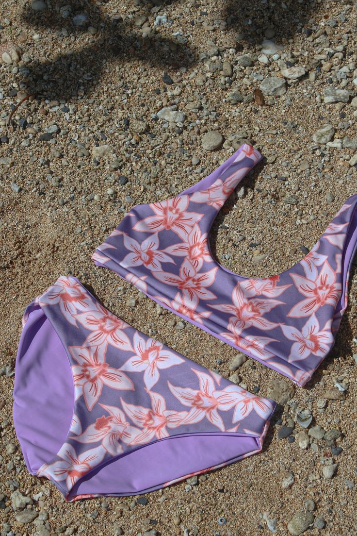 Purple Floral Print Swimwear For Vacation, Purple Floral Print Swimwear, Purple Floral Print Swimwear For Swimming, Purple Printed Swimwear For Vacation, Printed Purple Swimwear For Vacation, Purple Floral Print Beachwear Swimwear, Summer Printed Purple Swimwear, Purple Printed Summer Swimwear, Purple Floral Print Swimwear For Beach